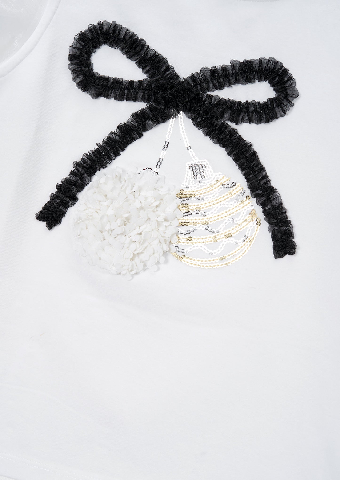 Elodie White Sequin Bauble T Shirt
