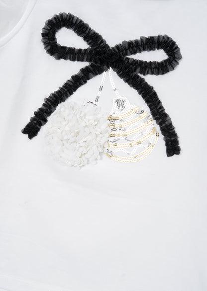 Elodie White Sequin Bauble T Shirt