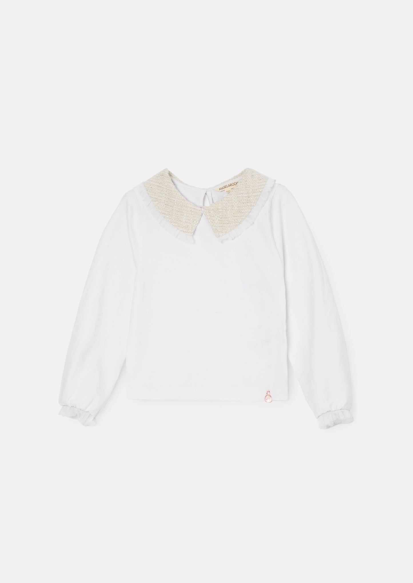 Opal Natural Jersey Top With Tweed Collar