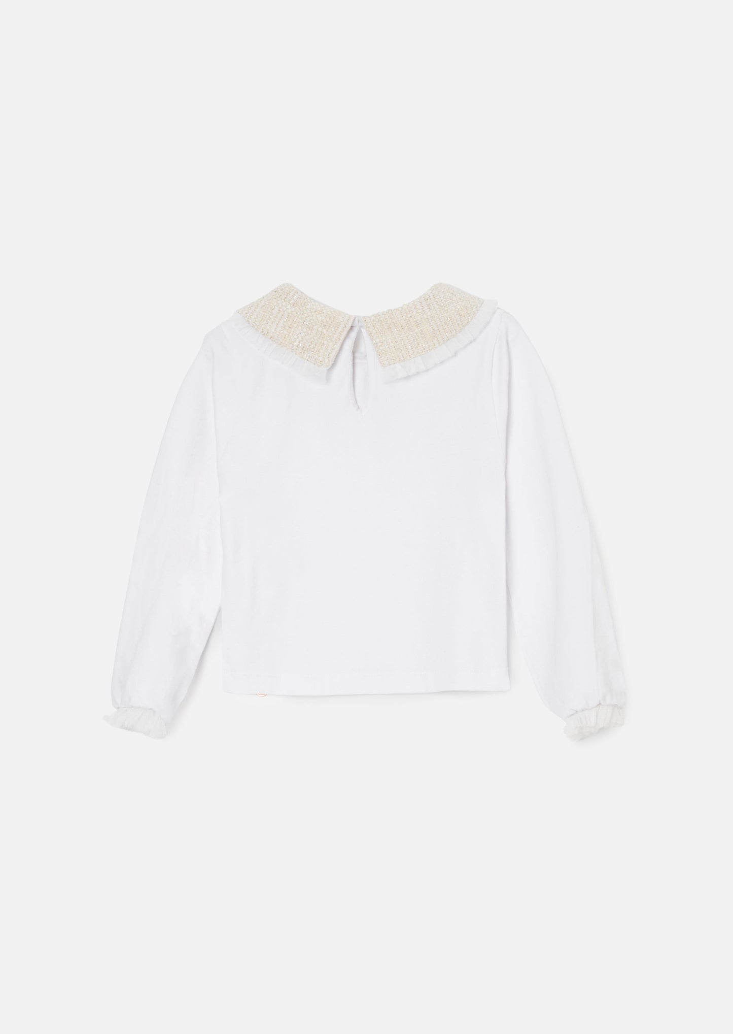 Opal Natural Jersey Top With Tweed Collar