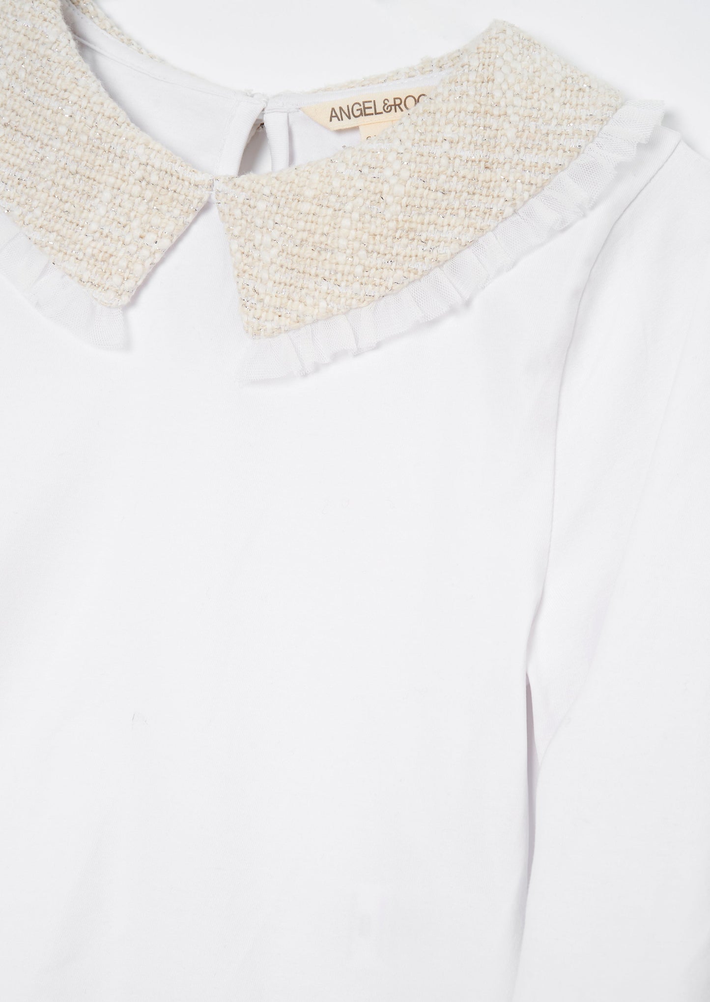 Opal Natural Jersey Top With Tweed Collar