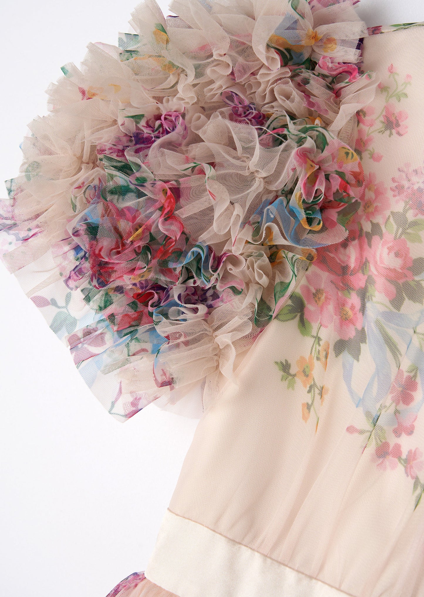 Florence Ivory Ruffle Sleeve Mesh Dress