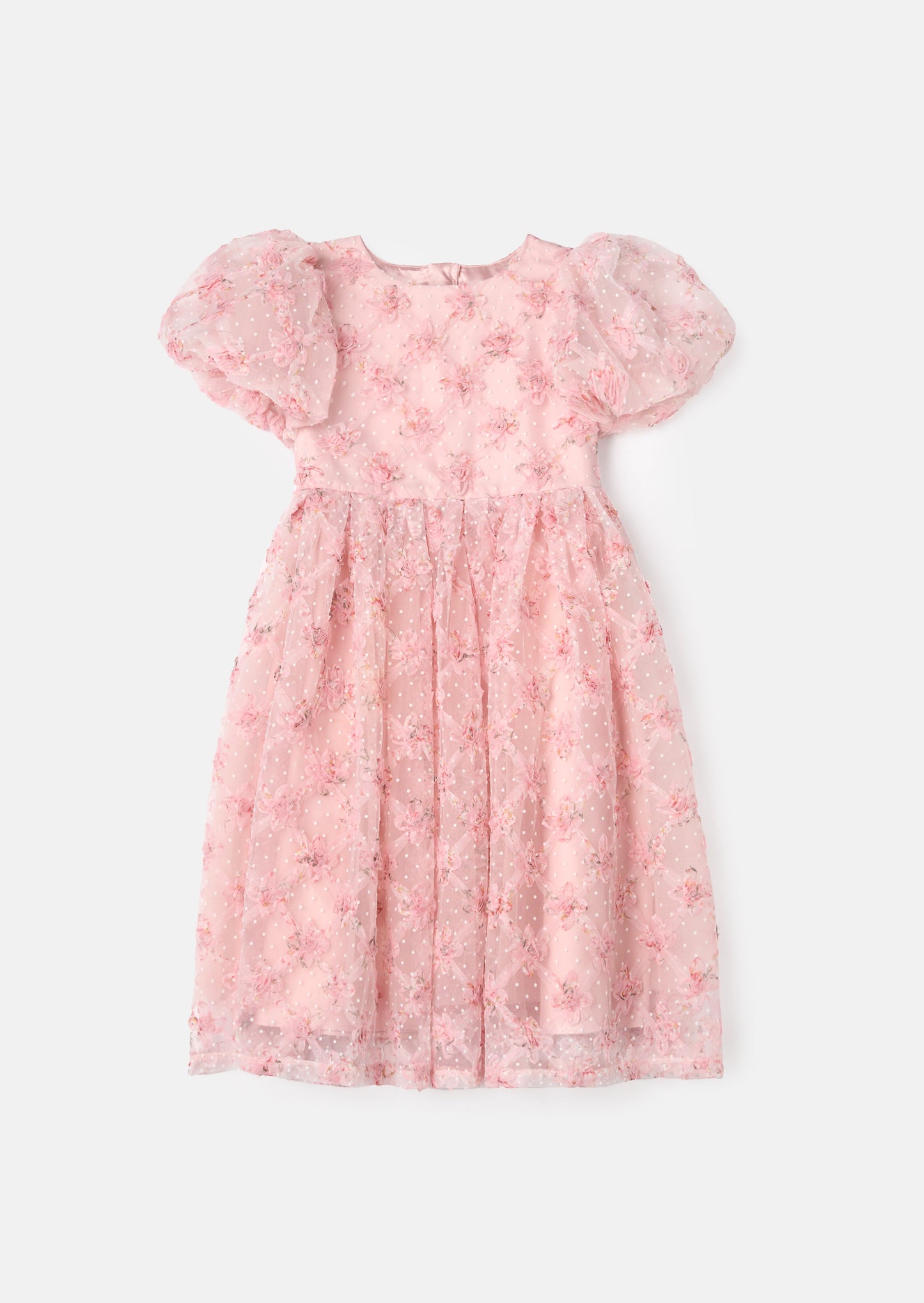 Francine Pink Embellished Puff Sleeve Dress