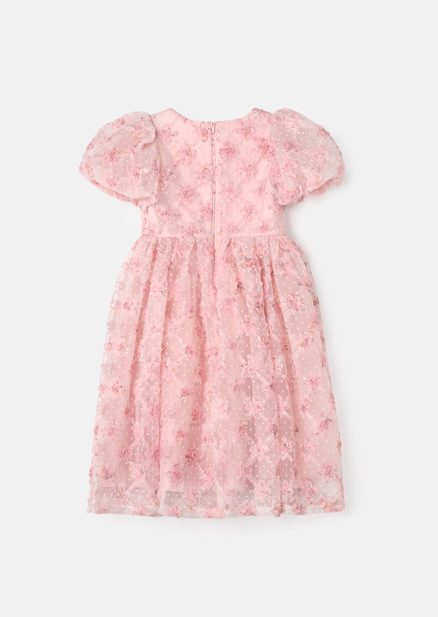 Francine Pink Embellished Puff Sleeve Dress