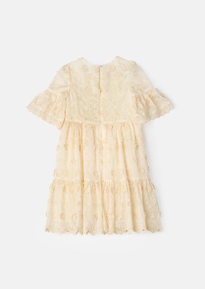 Delphine Cream Embellished Swing Dress
