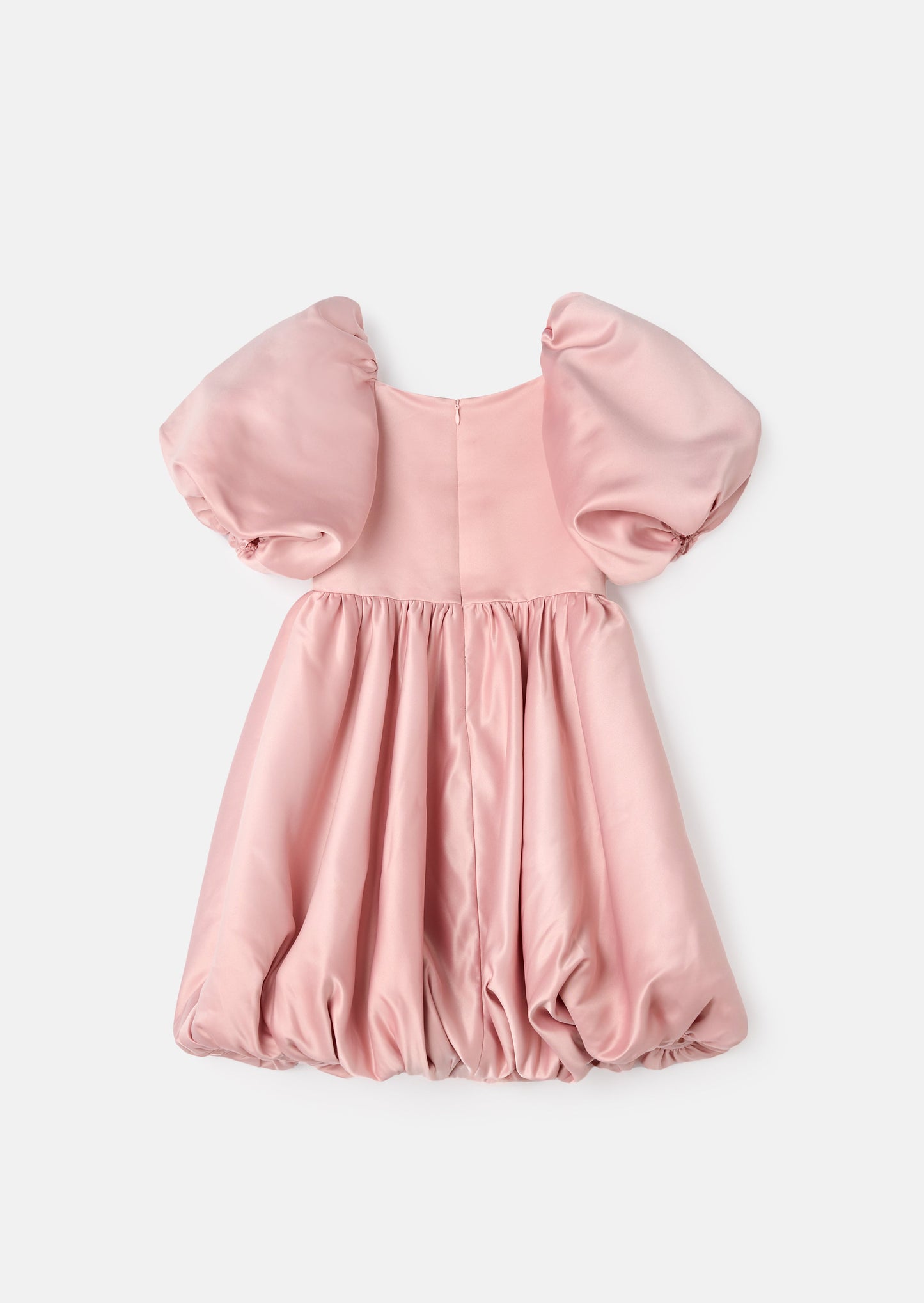 Elle Pink Bubble Hem Satin Dress