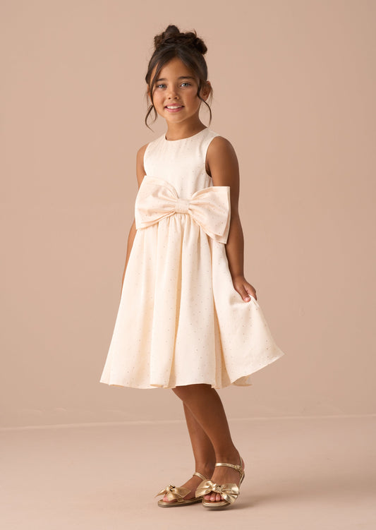 Sophie Cream Diamonte Bow Dress
