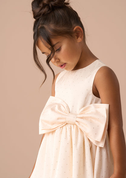 Sophie Cream Diamonte Bow Dress