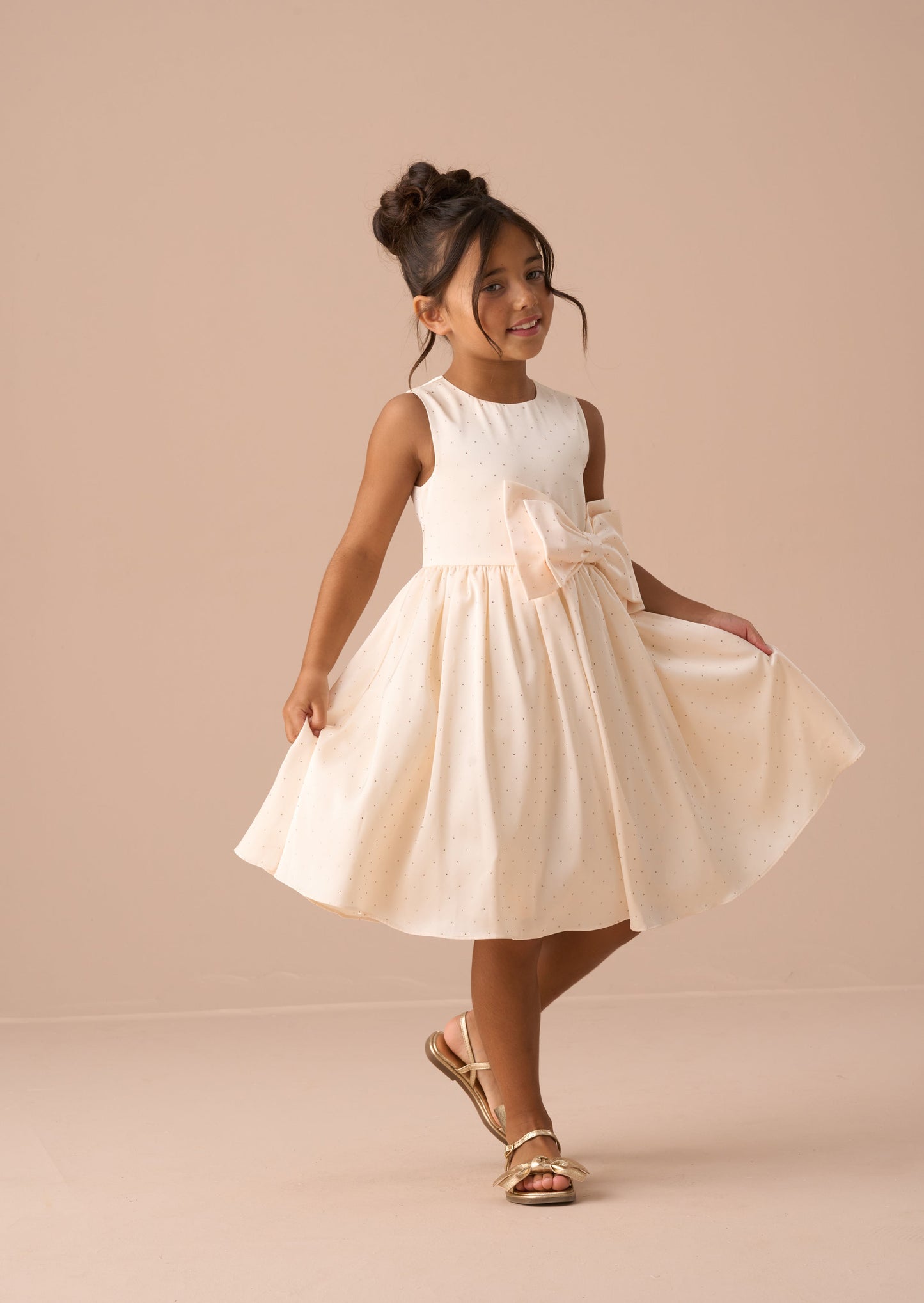 Sophie Cream Diamonte Bow Dress
