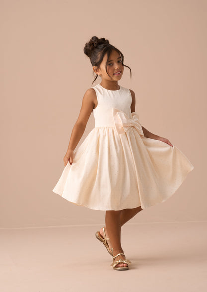 Sophie Cream Diamonte Bow Dress
