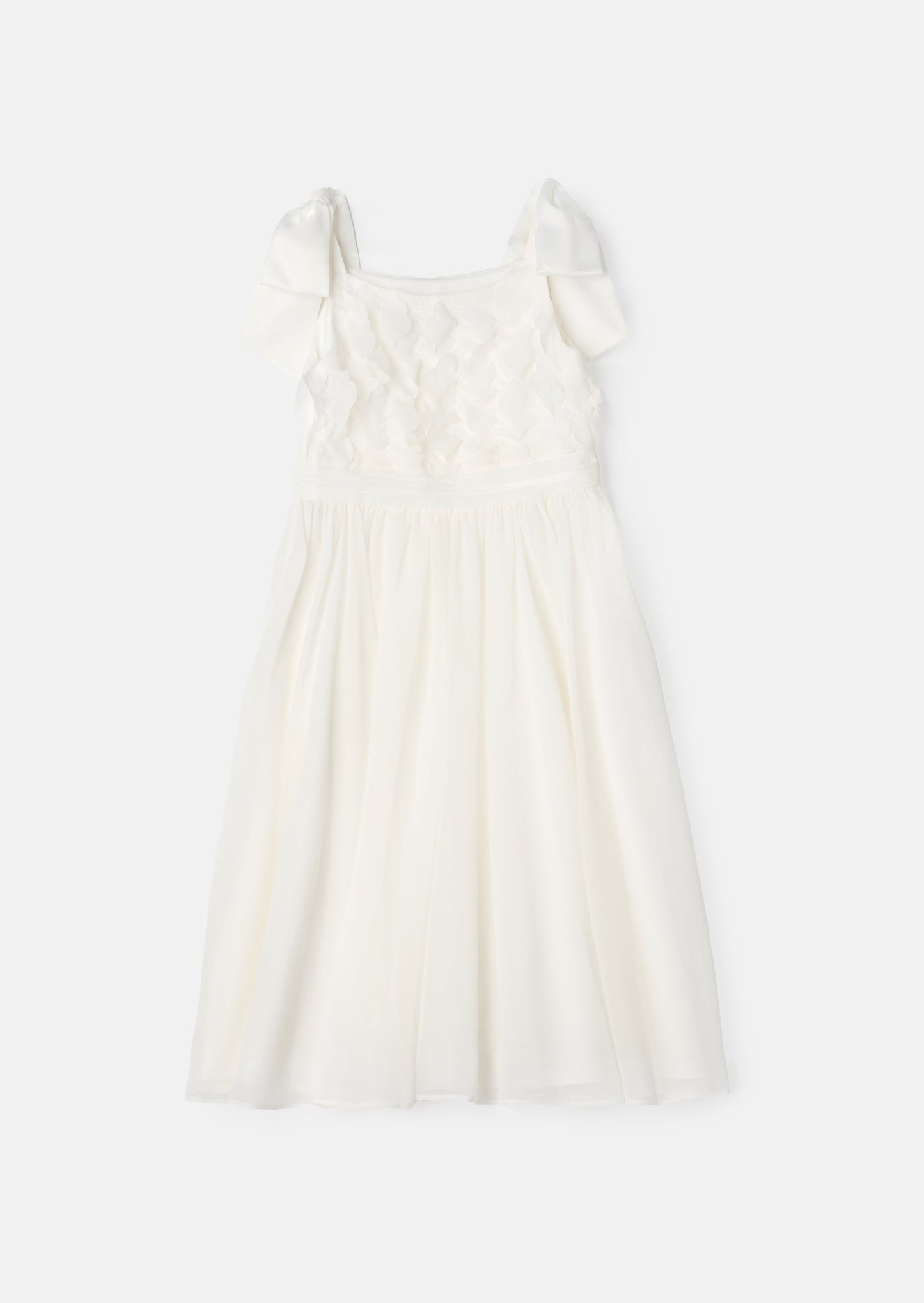 Lara Ivory Bow Shoulder Georgette Dress