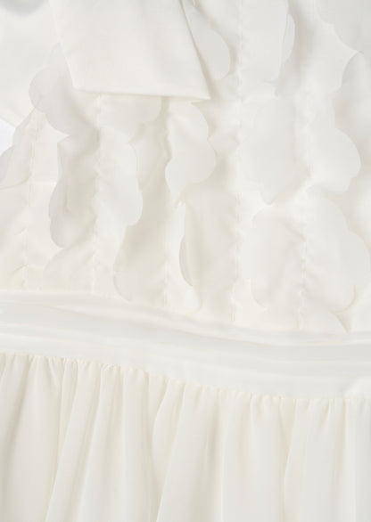 Lara Ivory Bow Shoulder Georgette Dress
