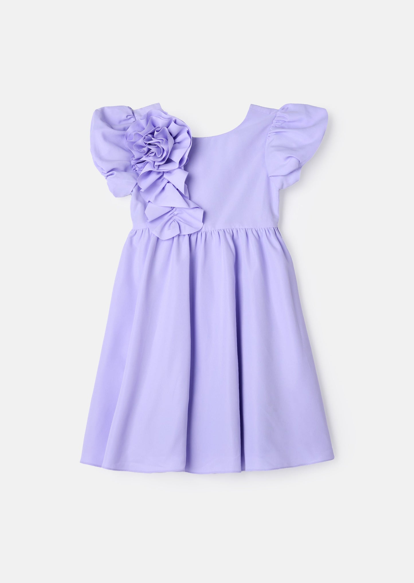 Nieve Purple Cascade Corsage Dress