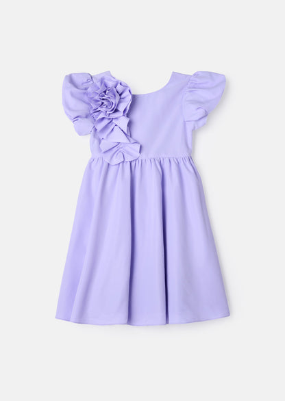 Nieve Purple Cascade Corsage Dress