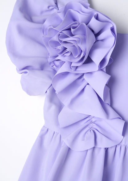 Nieve Purple Cascade Corsage Dress