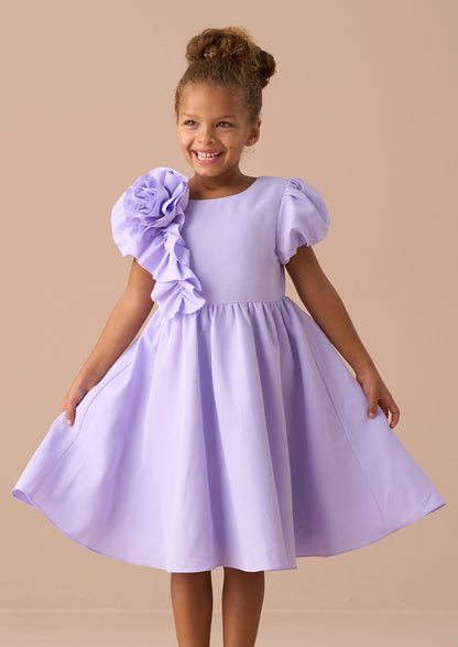 Nieve Purple Cascade Corsage Dress