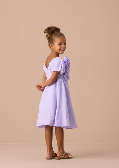 Nieve Purple Cascade Corsage Dress
