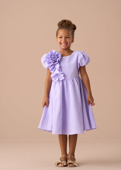 Nieve Purple Cascade Corsage Dress