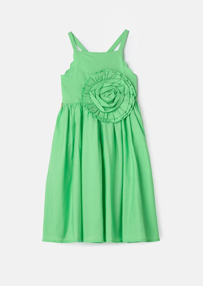 Alegra Green Corsage Scallop Dress