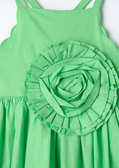 Alegra Green Corsage Scallop Dress