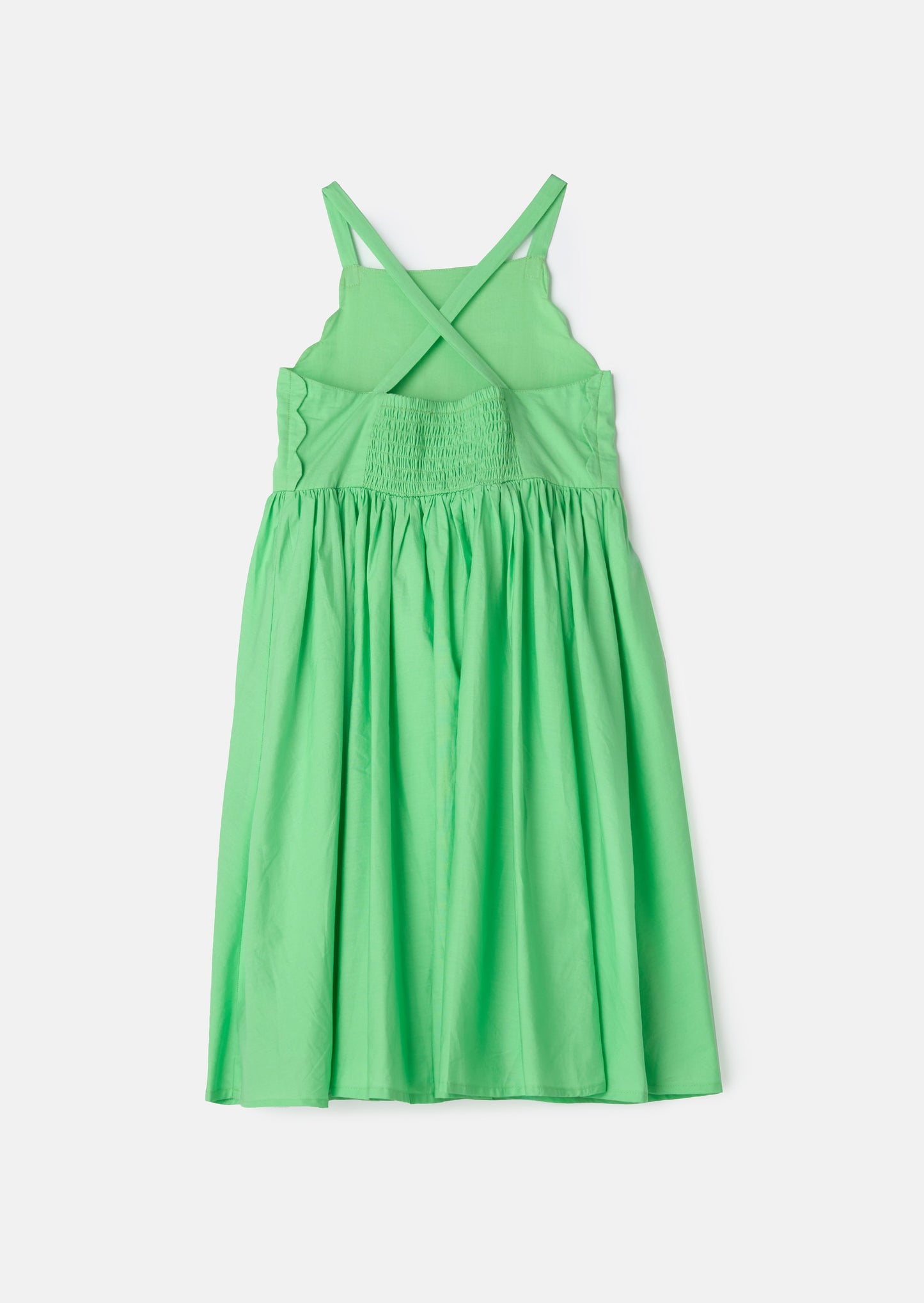 Alegra Green Corsage Scallop Dress