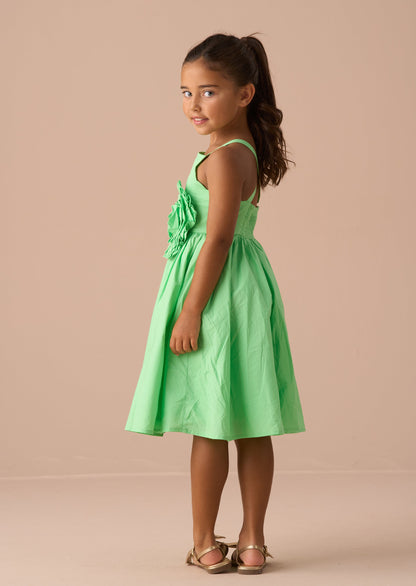 Alegra Green Corsage Scallop Dress