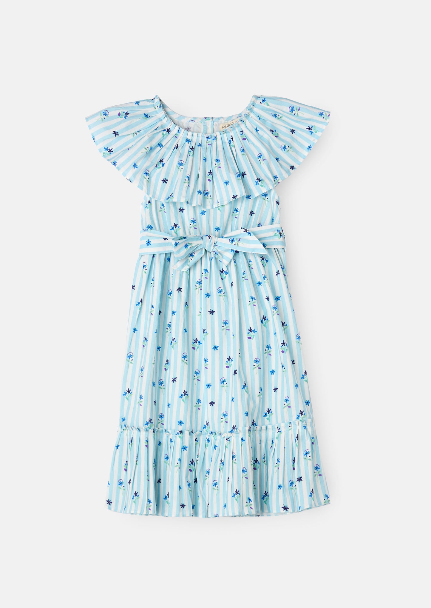 Flori Blue Pleated Collar Dress