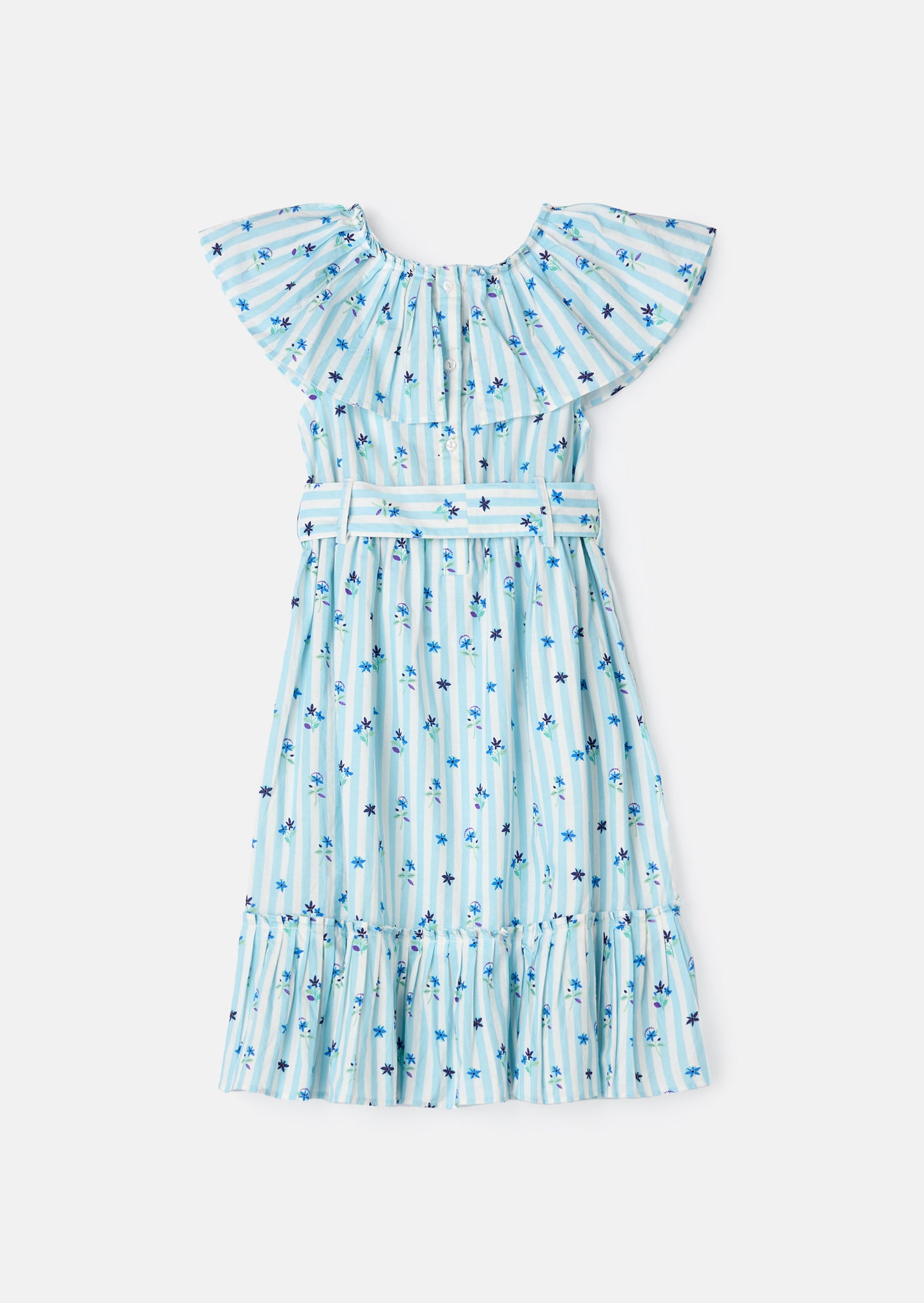 Flori Blue Pleated Collar Dress