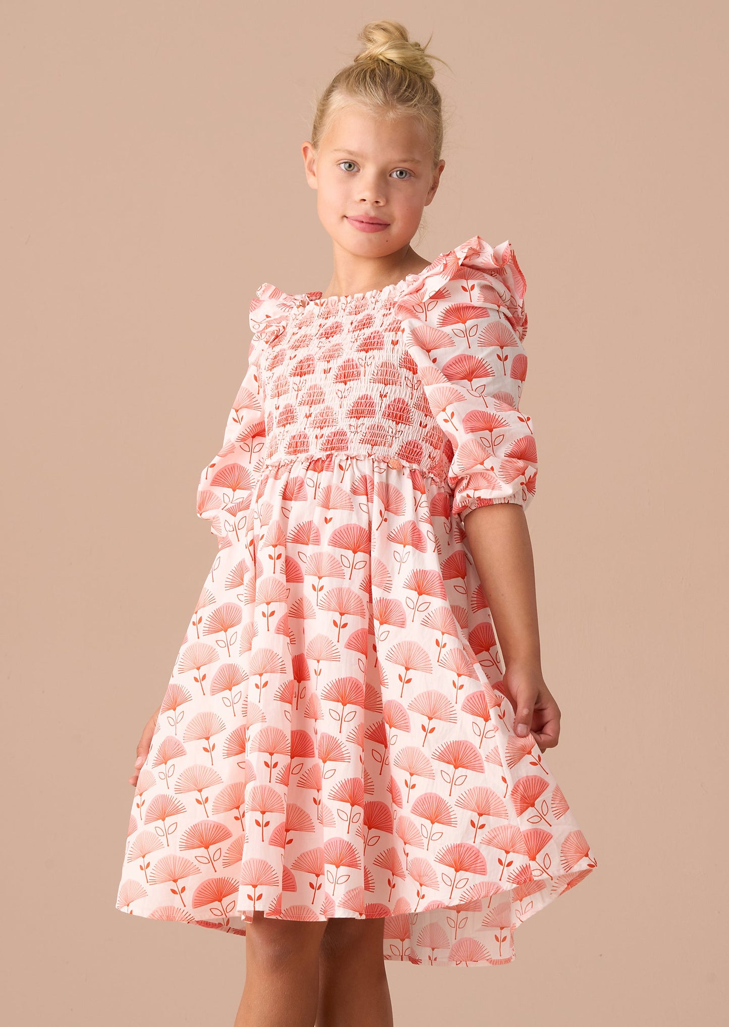 Lola Pink Ruffle Shoulder Print Dress