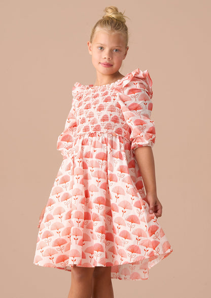 Lola Pink Ruffle Shoulder Print Dress