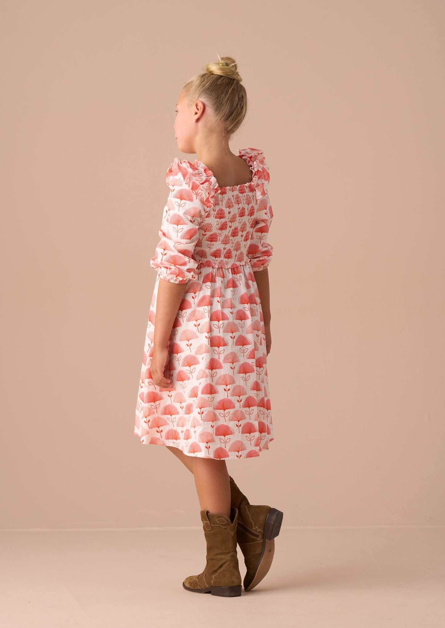 Lola Pink Ruffle Shoulder Print Dress