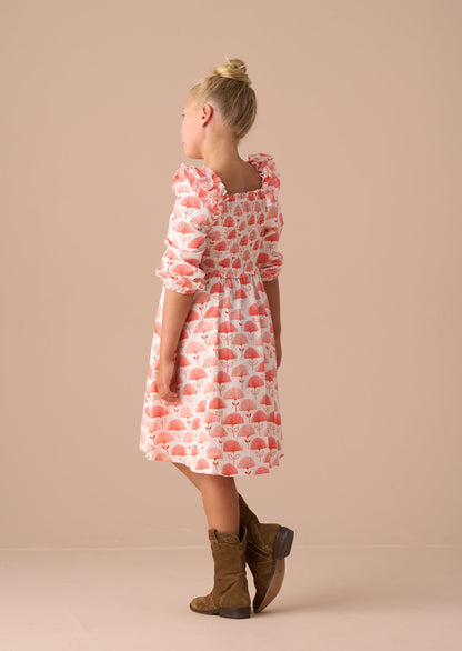 Lola Pink Ruffle Shoulder Print Dress