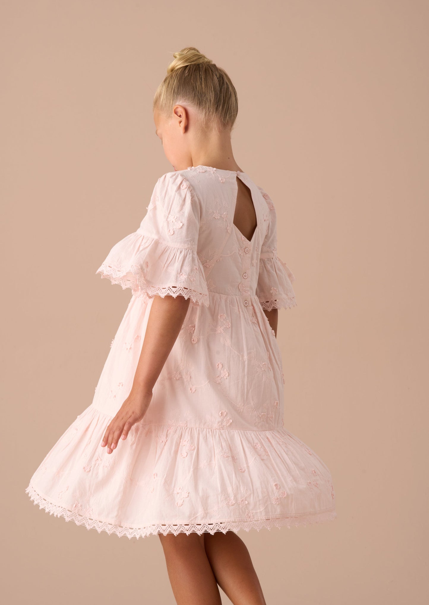 Natalia Pink Textured Floral Dress