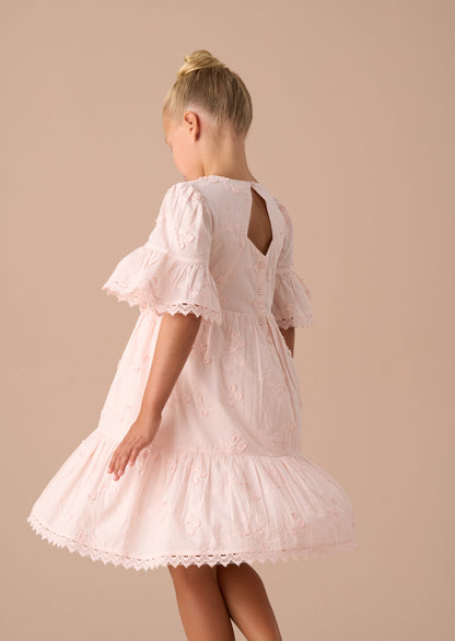 Natalia Pink Textured Floral Dress