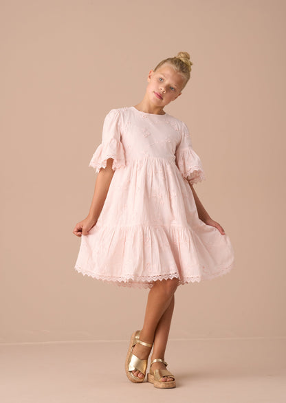 Natalia Pink Textured Floral Dress