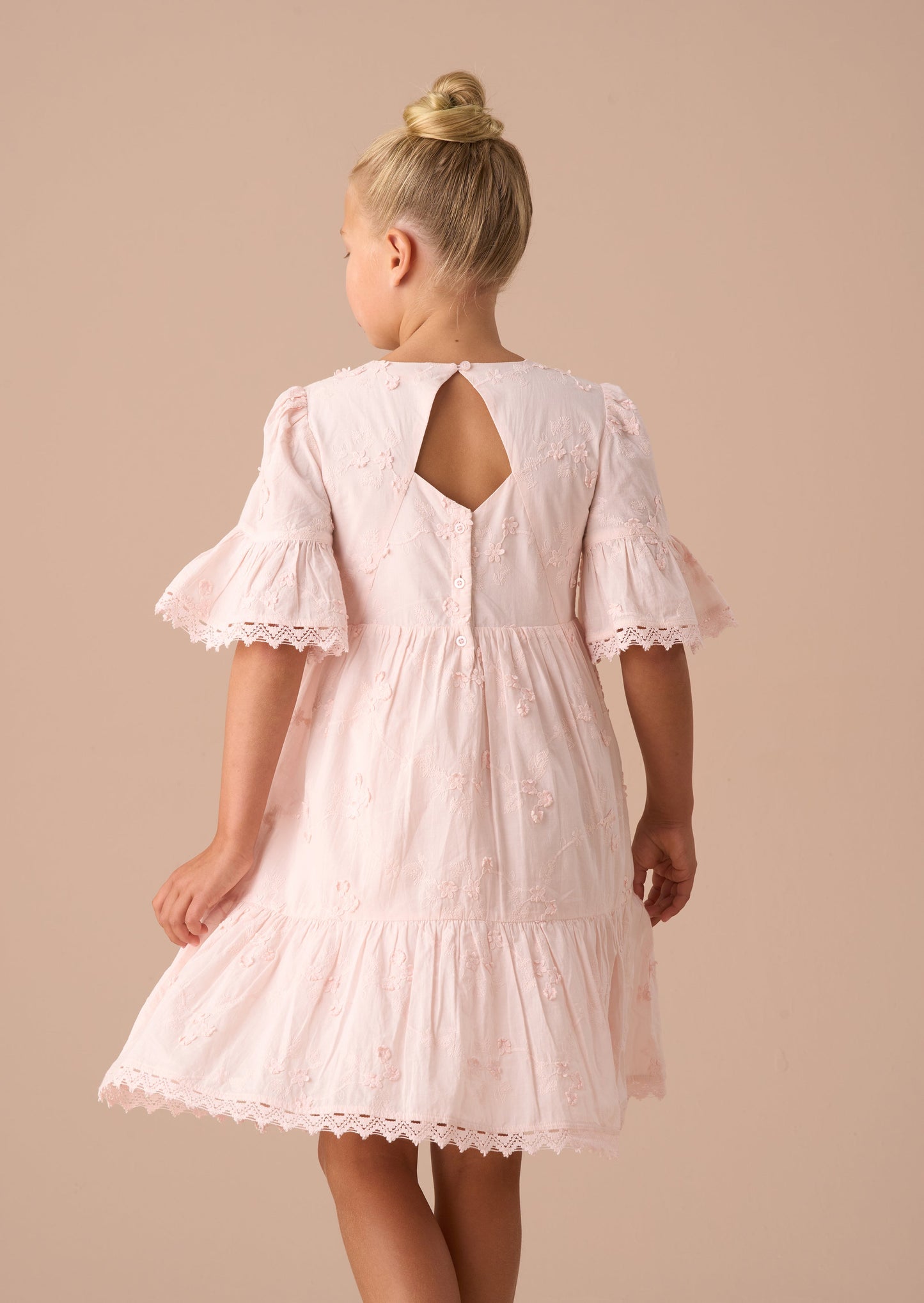 Natalia Pink Textured Floral Dress