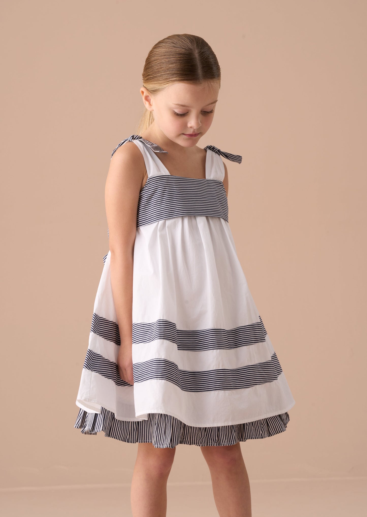 Avery White Pannelled Tie Shoulder Dress