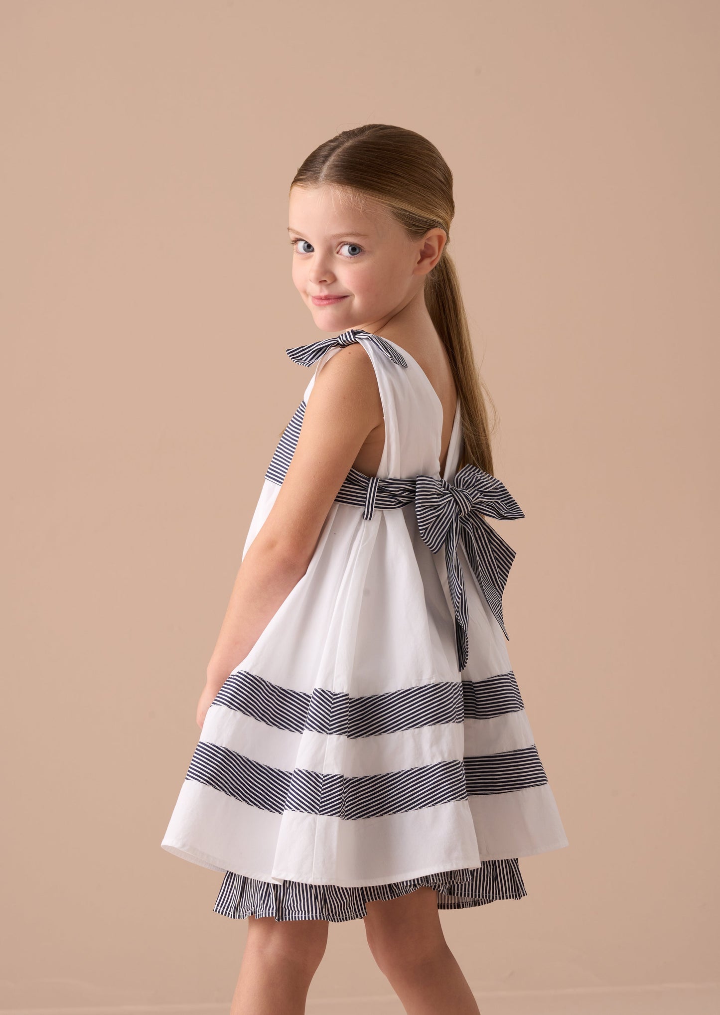 Avery White Pannelled Tie Shoulder Dress