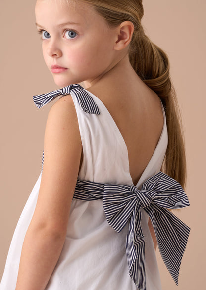 Avery White Pannelled Tie Shoulder Dress