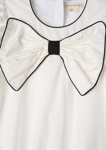 Nadia White Bubble Hem Bow Dress