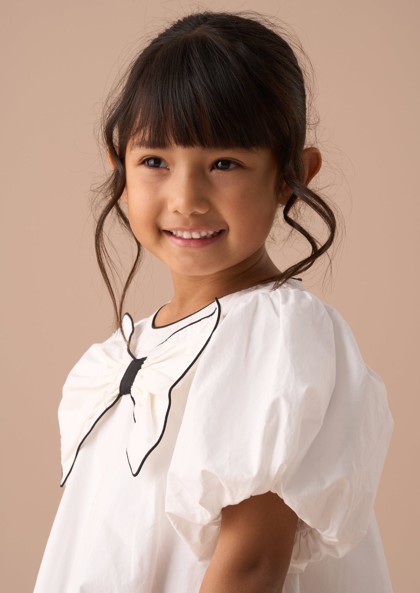 Nadia White Bubble Hem Bow Dress