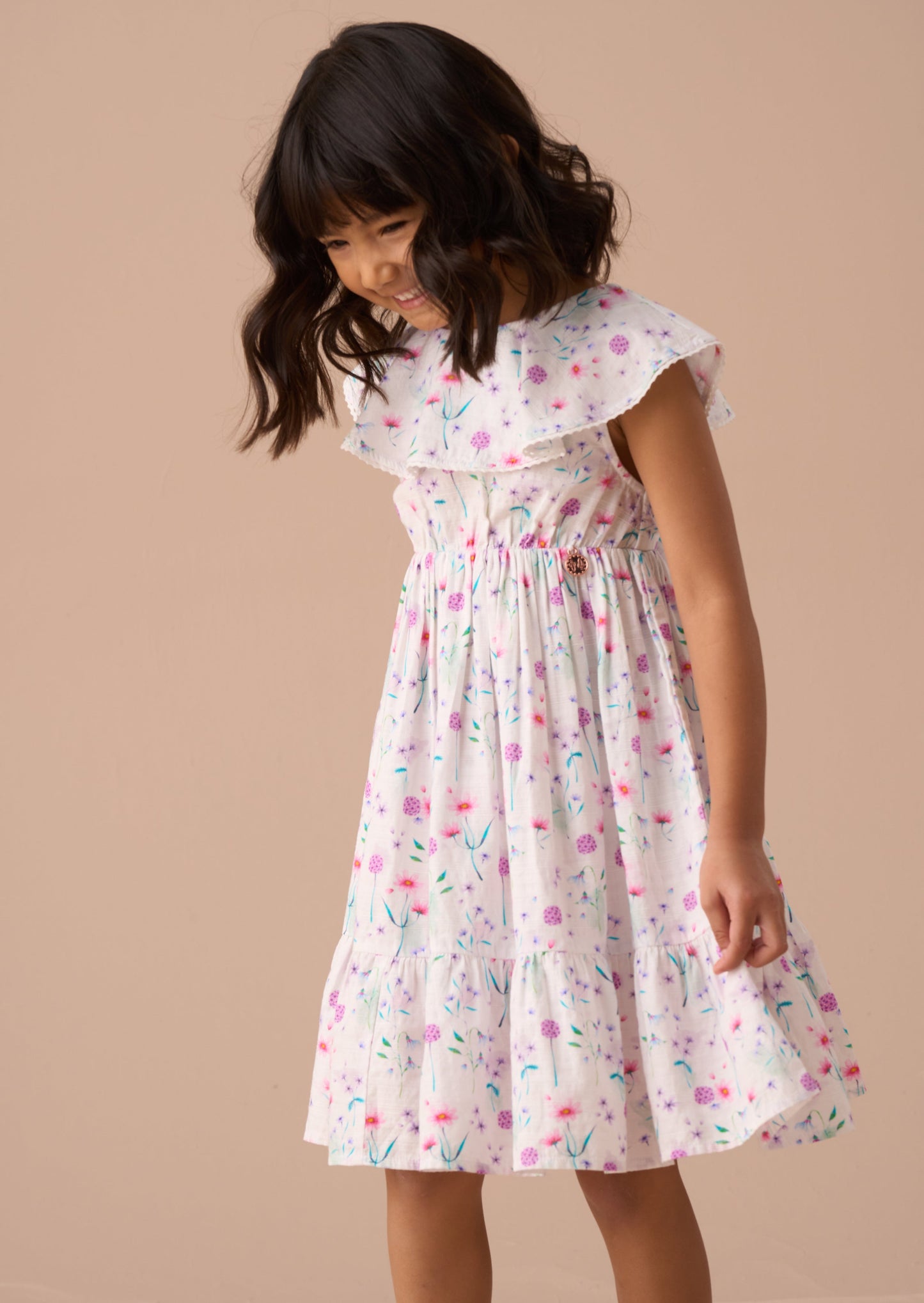 Eloisa White Floral Collar Sundress