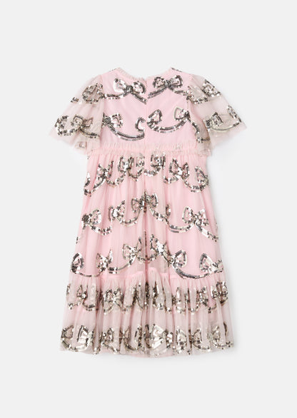 Delta Pink Sequin Bow Dress
