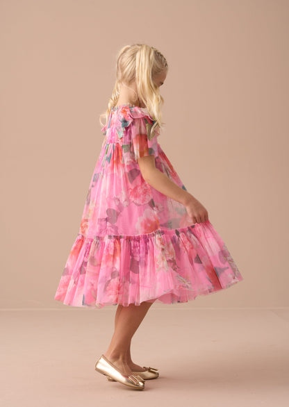 Rosa Pink Printed Tulle Dress