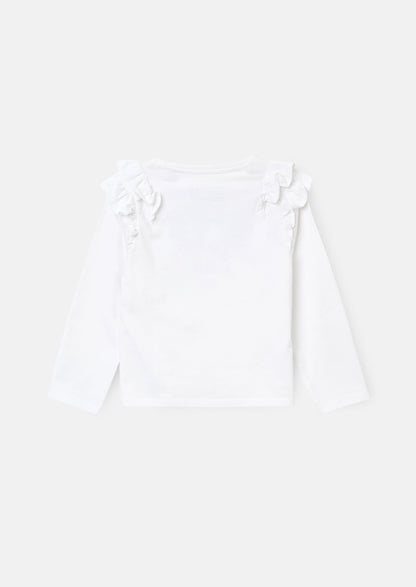 Bria White Long Sleeve Frill Shoulder Top
