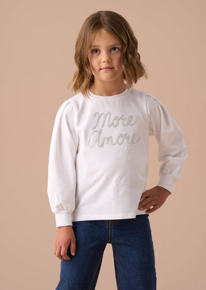 Erin White Sequin Slogan Top