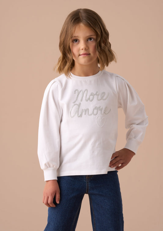 Erin White Sequin Slogan Top