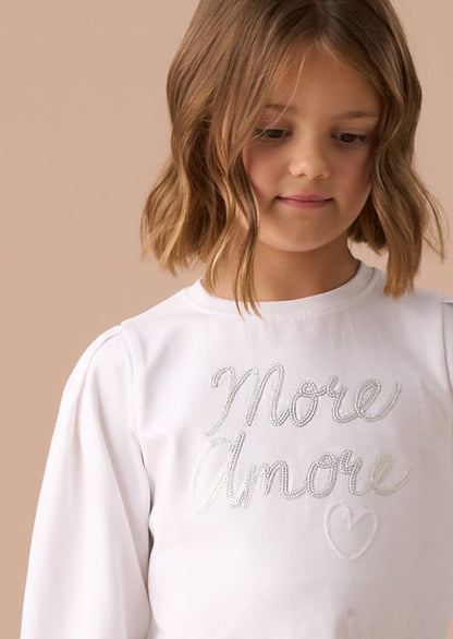 Erin White Sequin Slogan Top