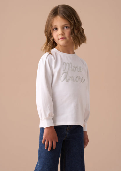 Erin White Sequin Slogan Top