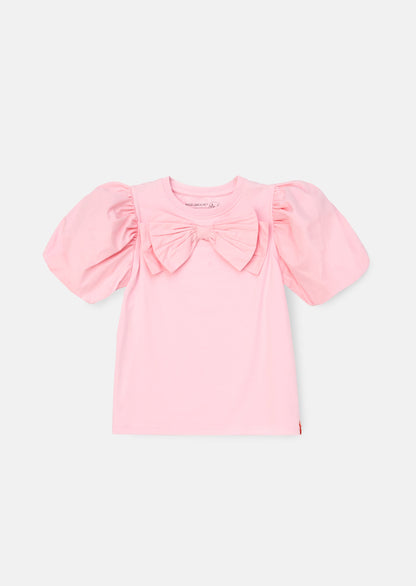 Eleri Pink Bow Puff Sleeve Top